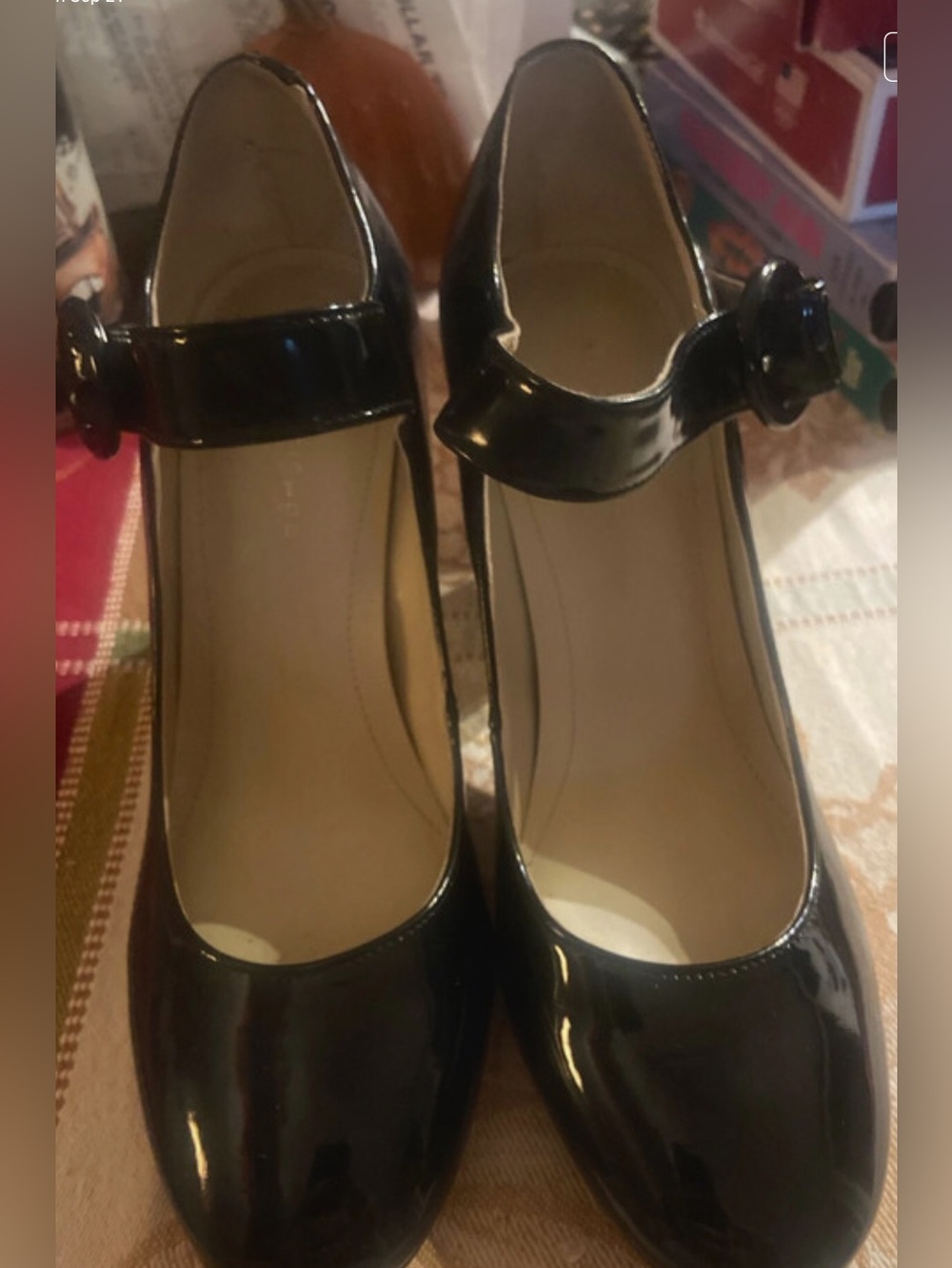 Marc Fisher Black Patent Mary Jane Heels Size 7 1/2